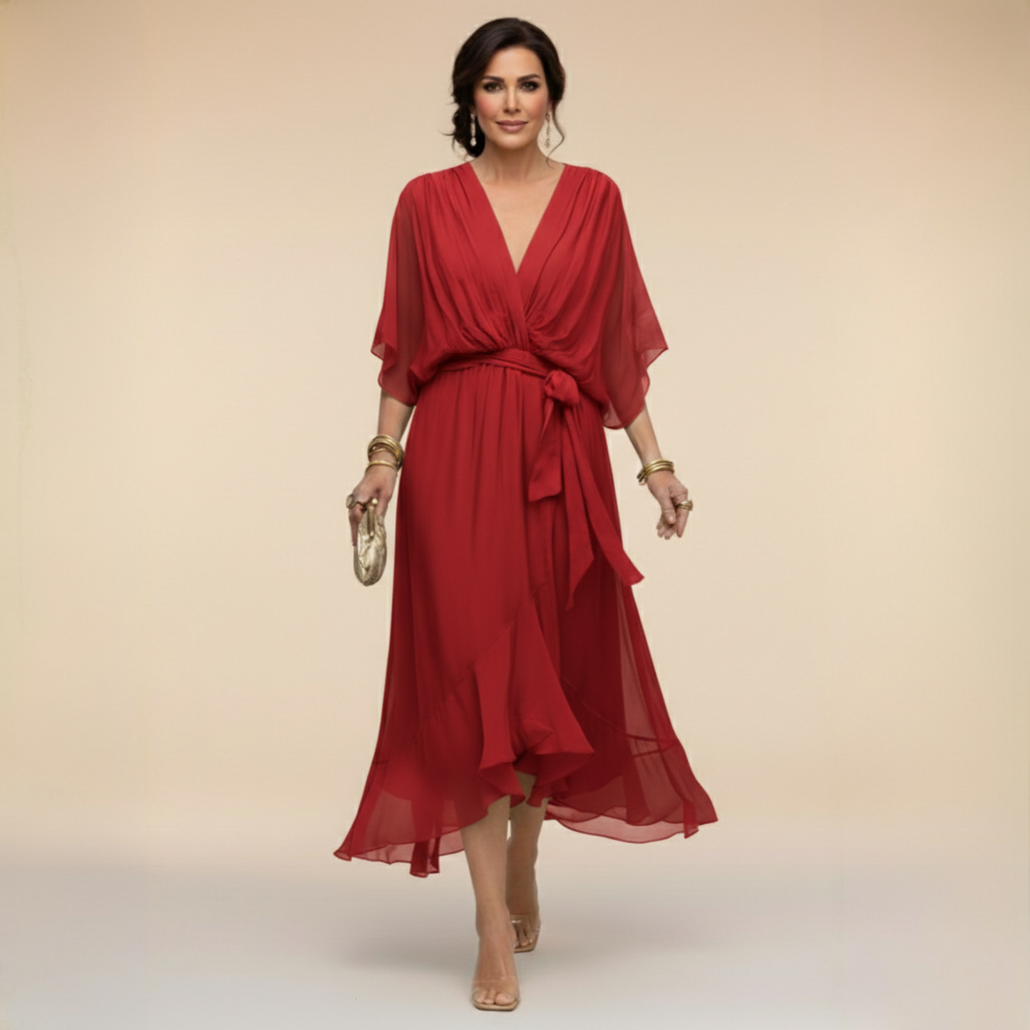 Monica | Abito in Chiffon con Scollo a V