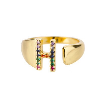 Verstelbare ring met gepersonaliseerde letter - Goud