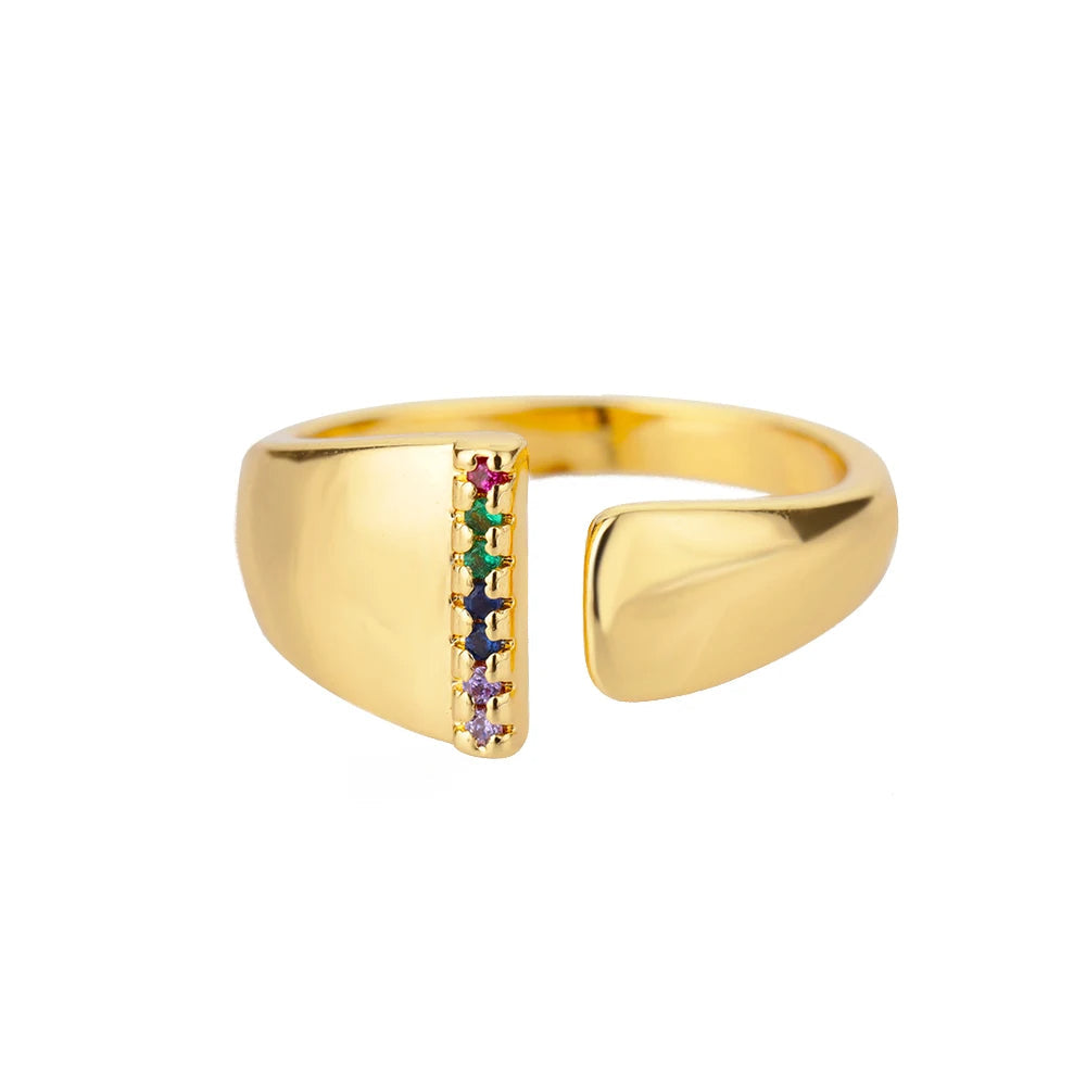 Verstelbare ring met gepersonaliseerde letter - Goud