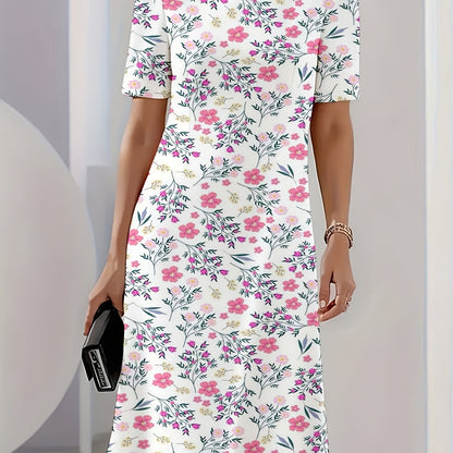 Jurk met wilde bloemen en groene takken