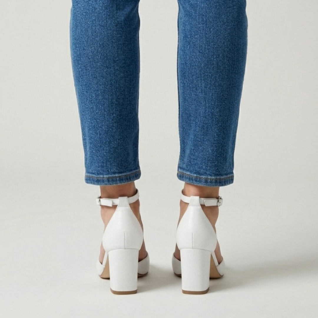 Alaya | Schoenen met hak en zilverkleurig riempje