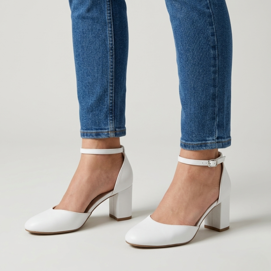 Alaya | Schoenen met hak en zilverkleurig riempje