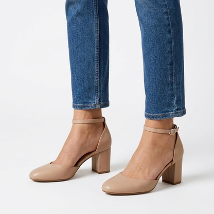 Alaya | Schoenen met hak en zilverkleurig riempje