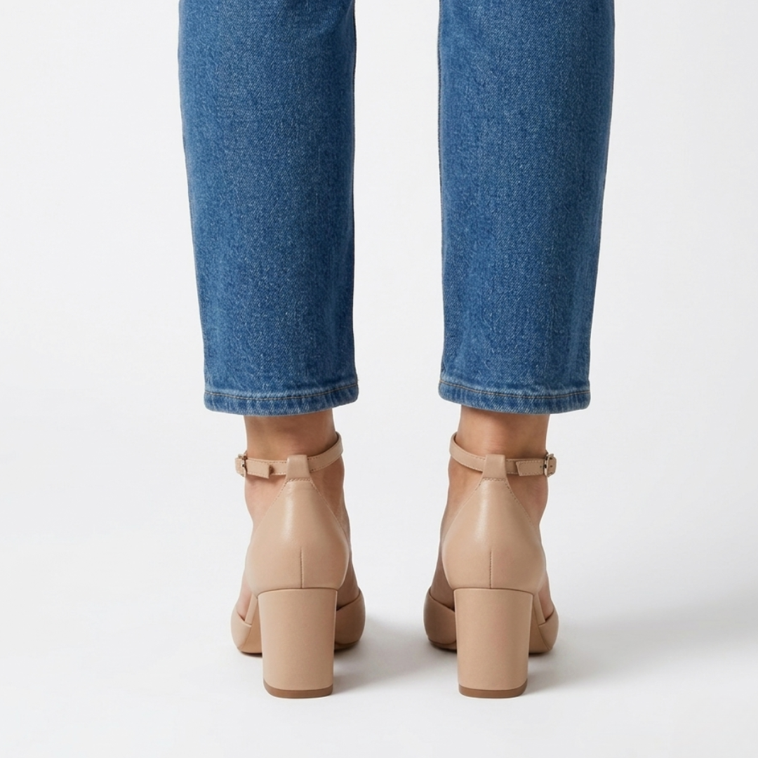 Alaya | Schoenen met hak en zilverkleurig riempje