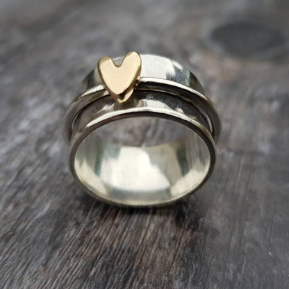 Mely - Zilveren ring met verguld hartje