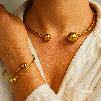 Melia | Ketting- en armbandenset - Goud