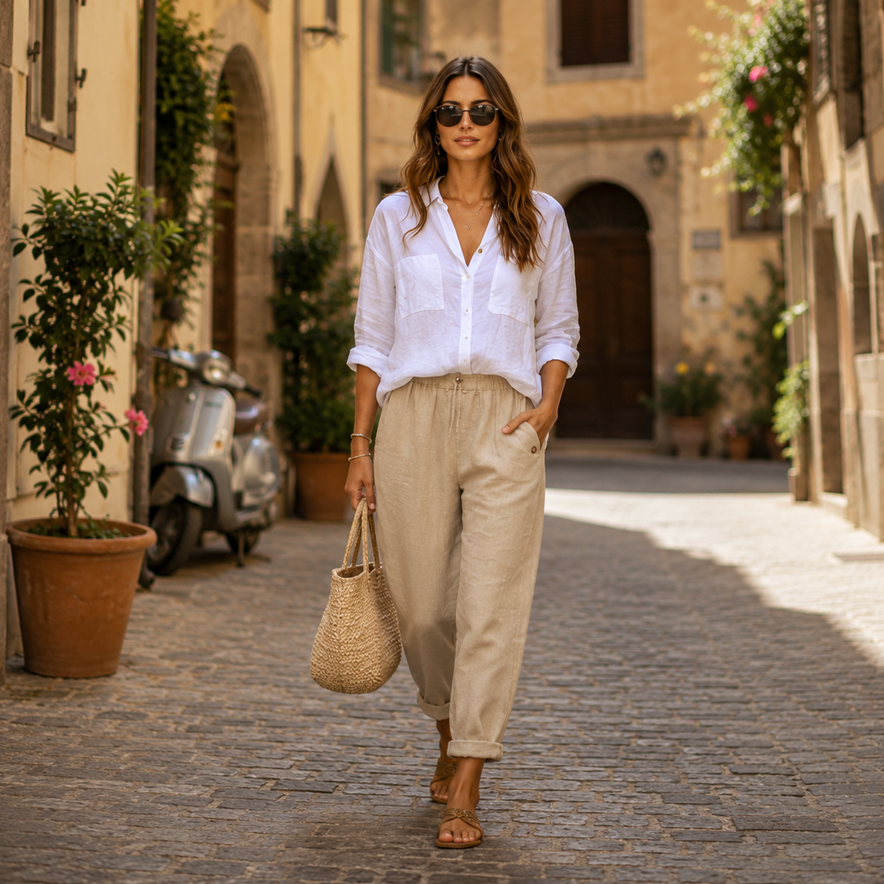 Rosa | Pantaloni Leggeri in Poliestere