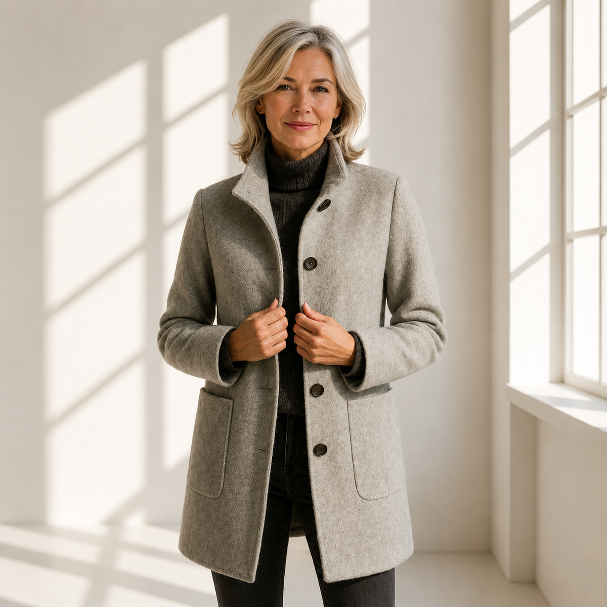 Eleonore | Wollen mantel met midilengte
