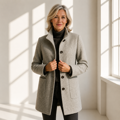 Eleonore | Wollen mantel met midilengte