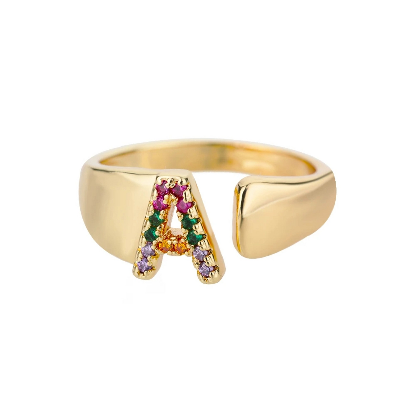 Verstelbare ring met gepersonaliseerde letter - Goud