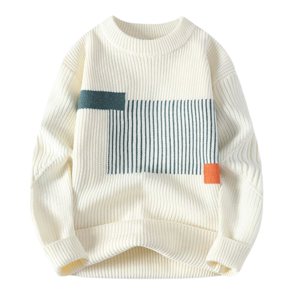 Cashmere-trøje med geometriske farveblokke