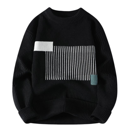 Cashmere-trøje med geometriske farveblokke