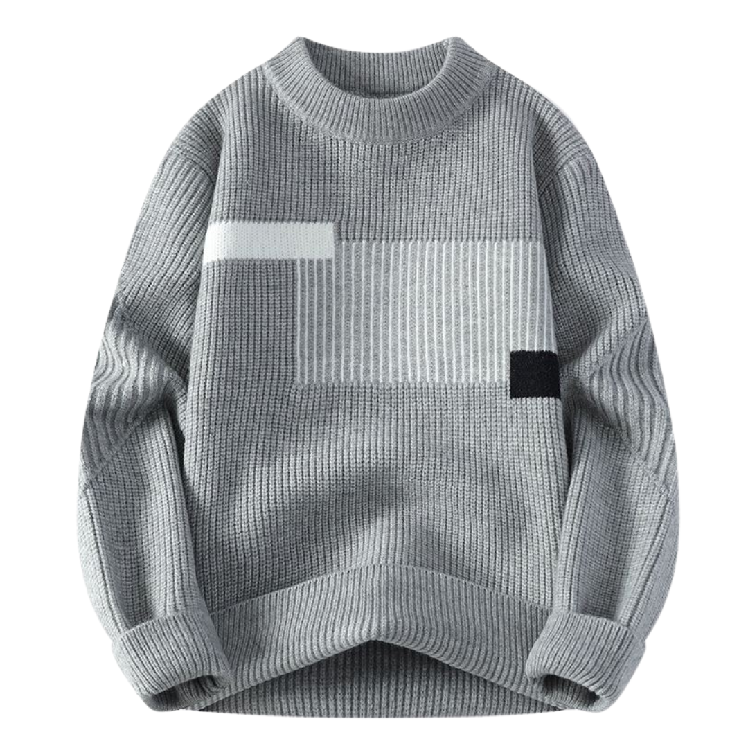 Cashmere-trøje med geometriske farveblokke