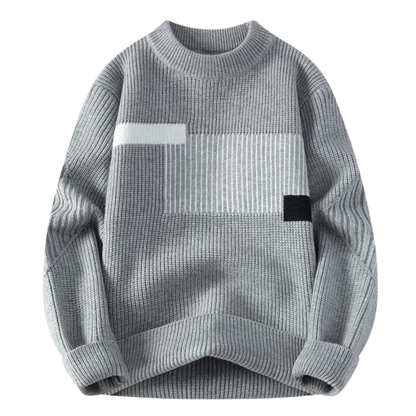 Cashmere-trøje med geometriske farveblokke