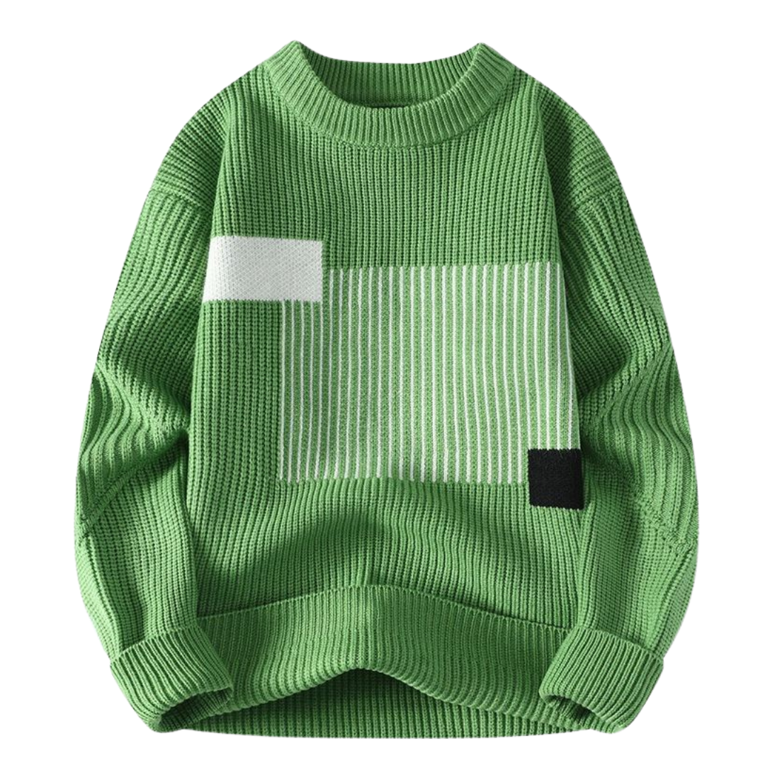 Cashmere-trøje med geometriske farveblokke