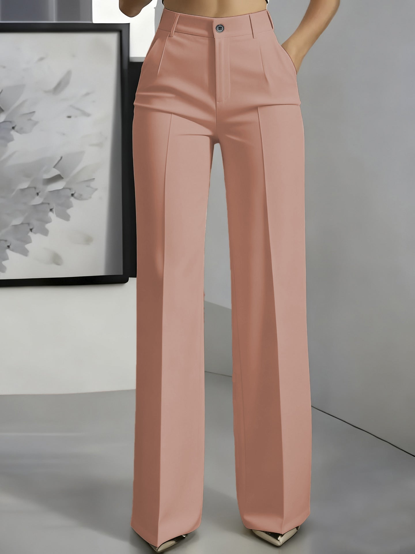 Minimalistische pantalon met hoge taille en rechte pijpen