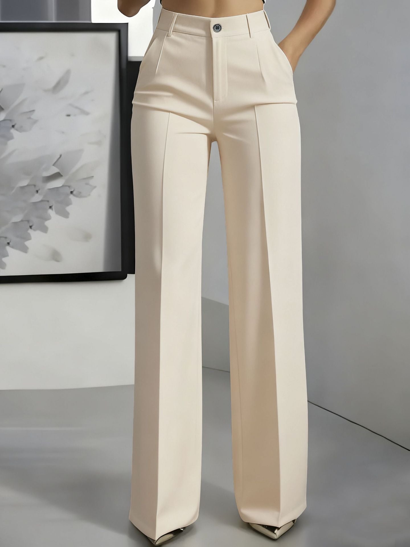 Minimalistische pantalon met hoge taille en rechte pijpen