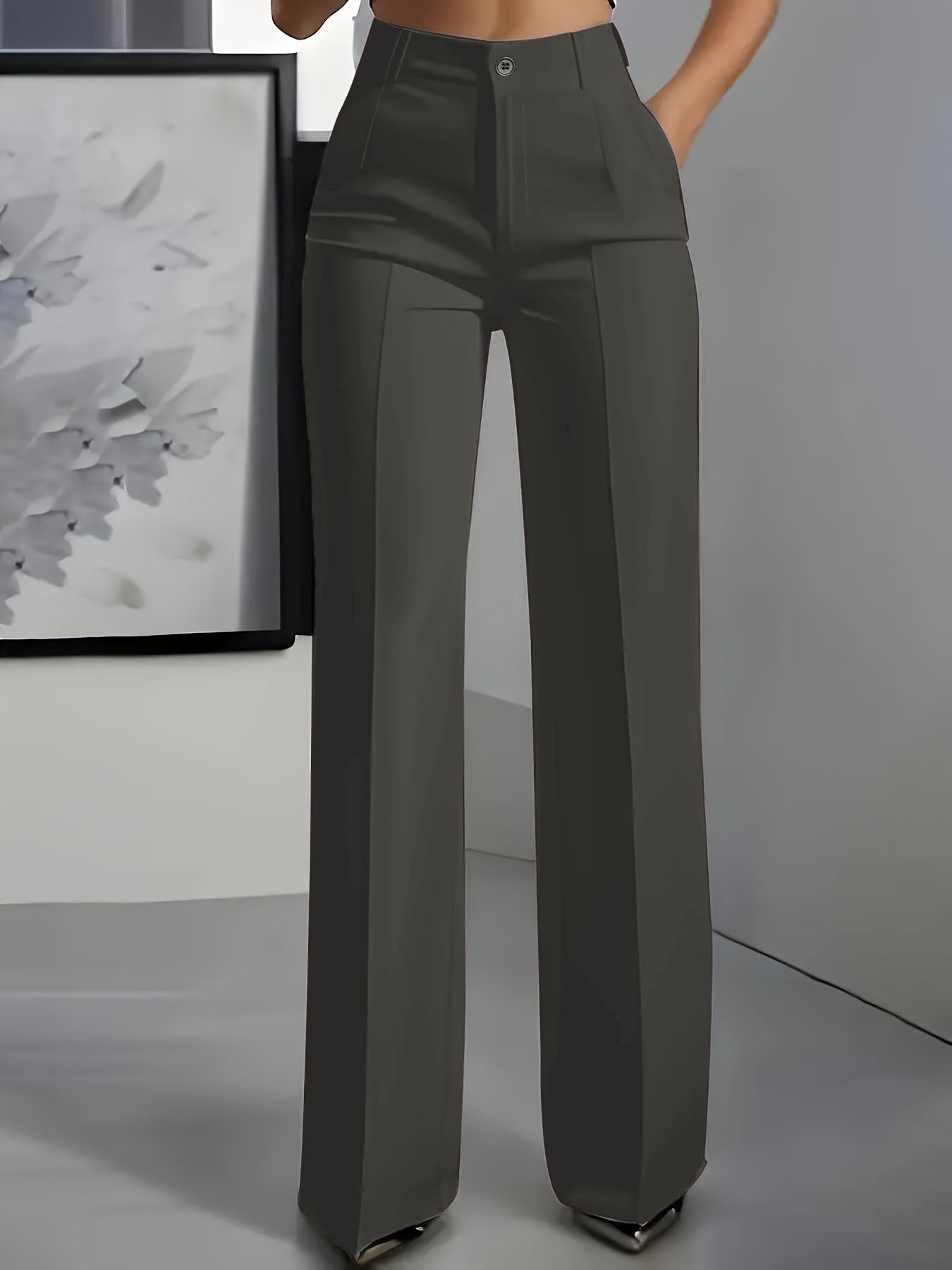 Minimalistische pantalon met hoge taille en rechte pijpen