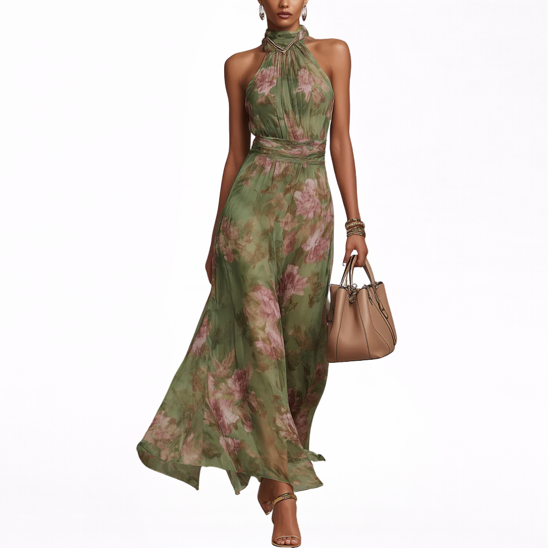 Freia — Abito Lungo Floreale  in Chiffon