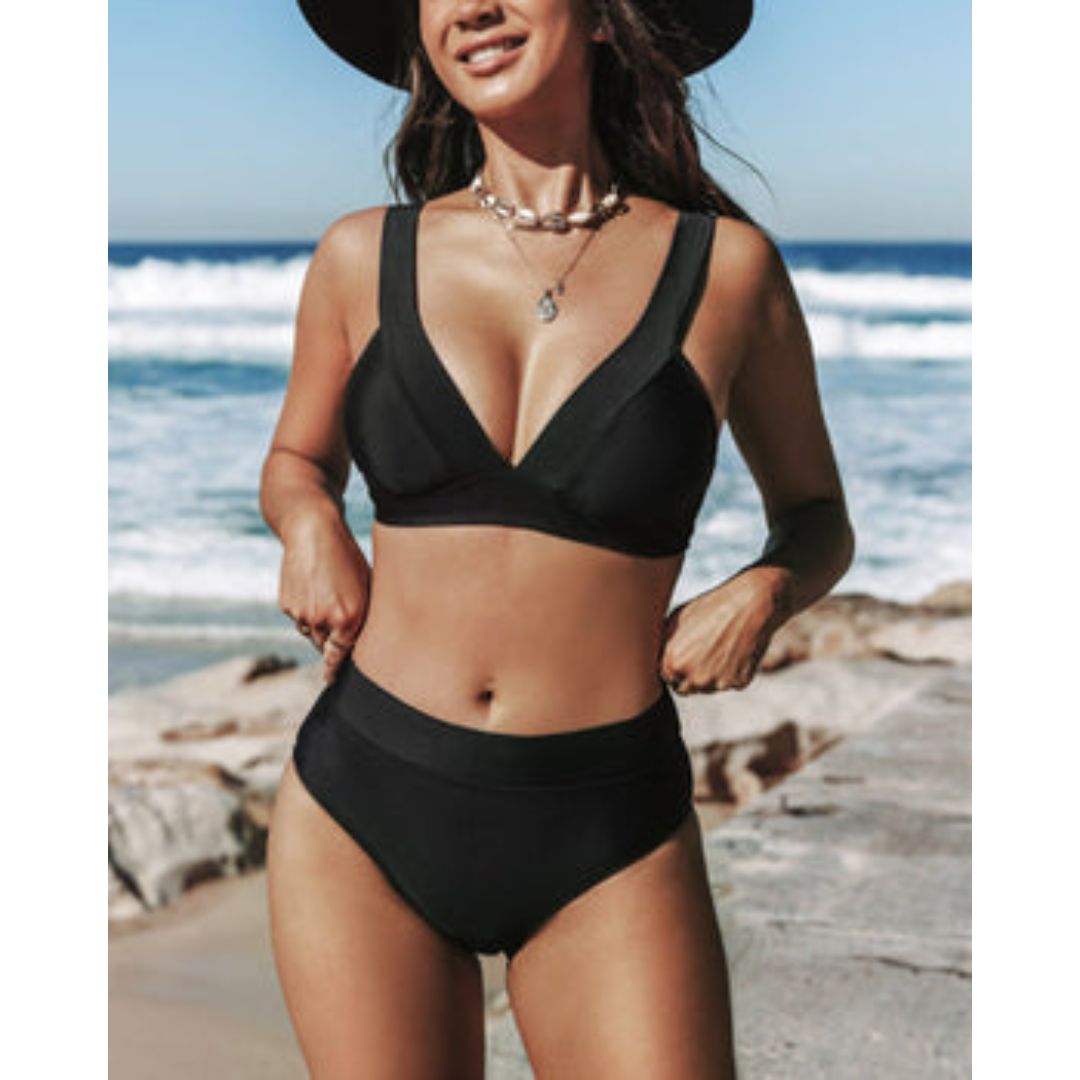 Hilde – Effen badpak met hoge taille
