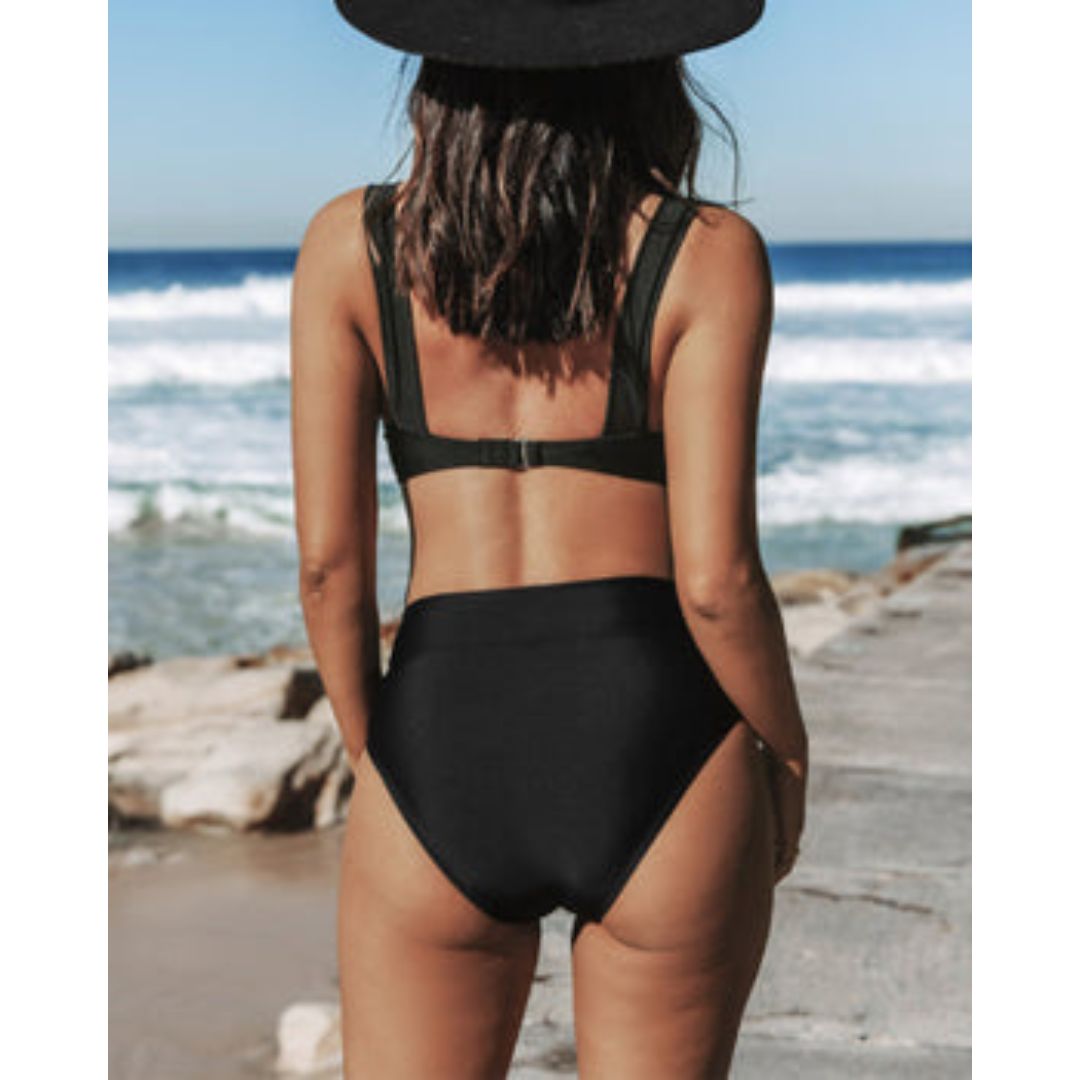 Hilde – Effen badpak met hoge taille