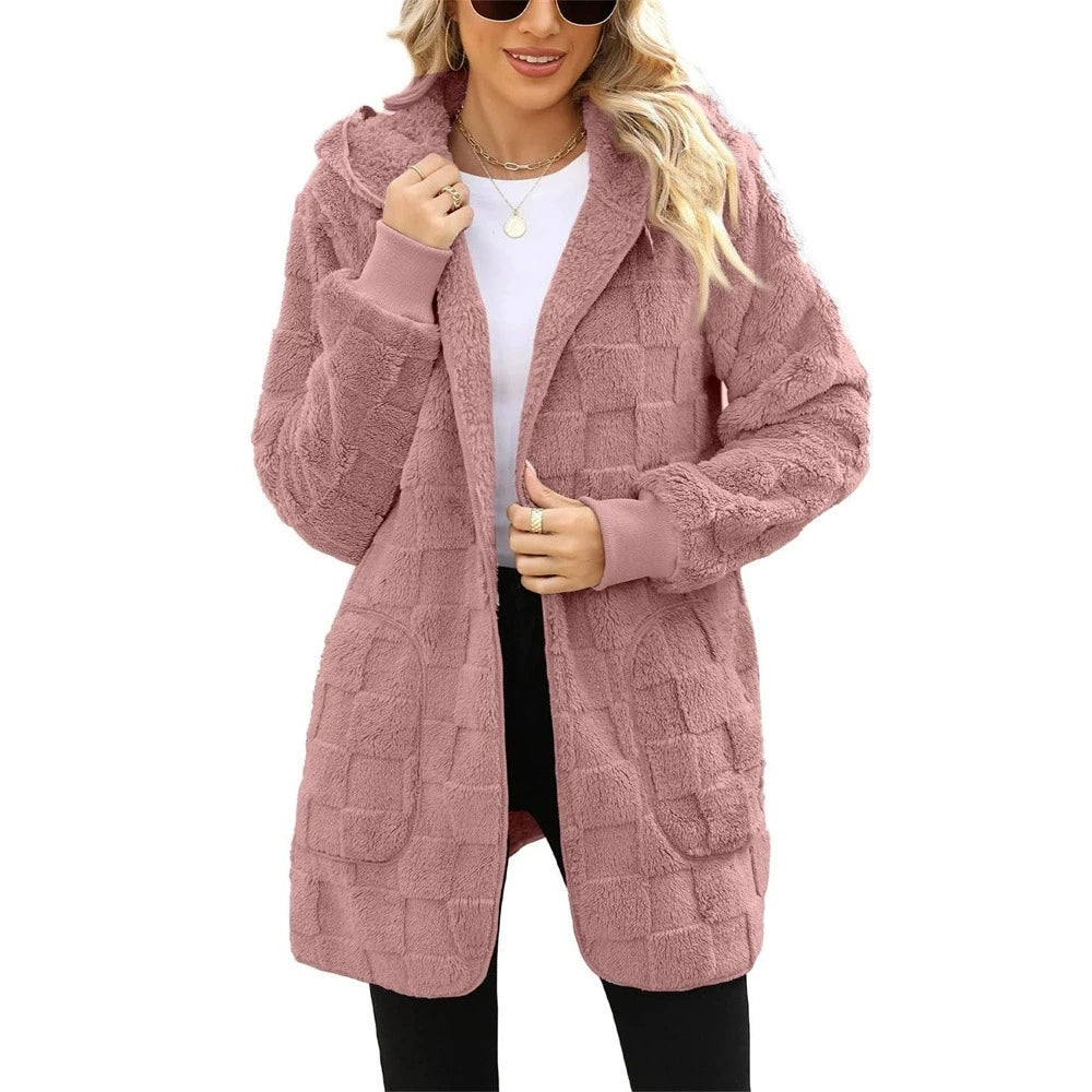 VeluHood™ Damejakke i blødt plysfløjl med hætte