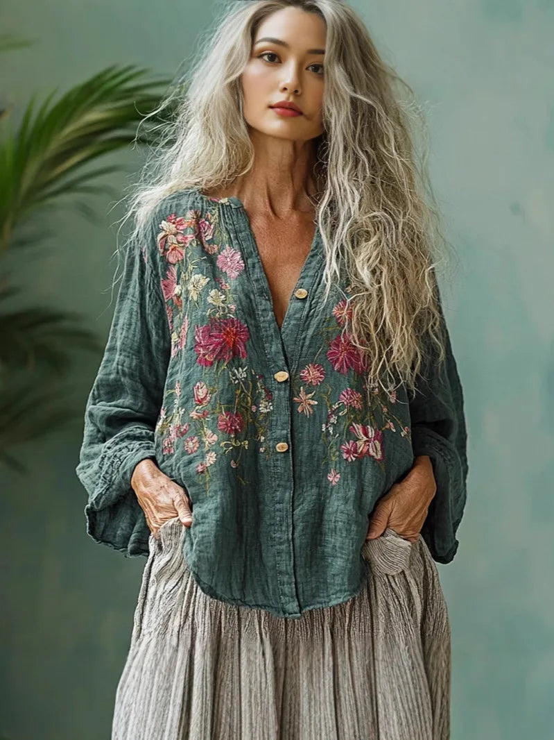 Nina - Vintage Bloemenprint Blouse