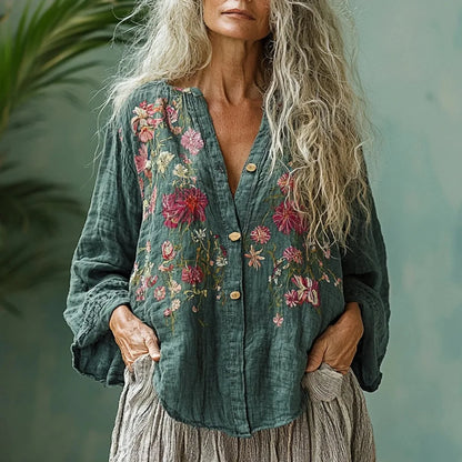 Nina - Vintage Bloemenprint Blouse