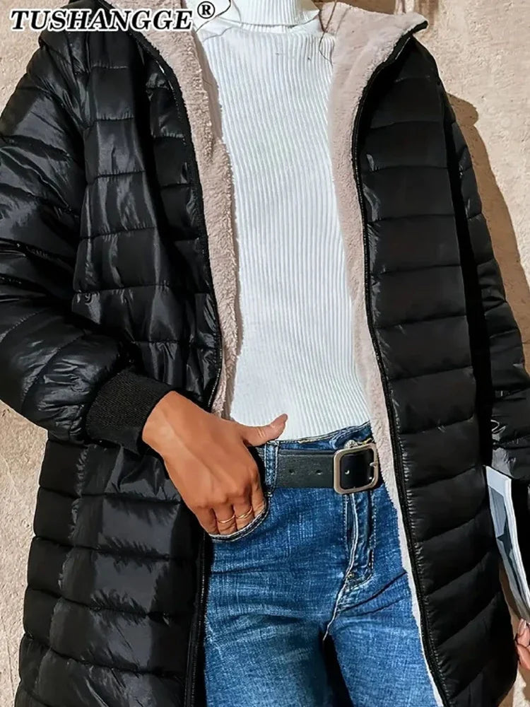 KStyle™ Mellemlang hættefrakke til kvinder i bomuld