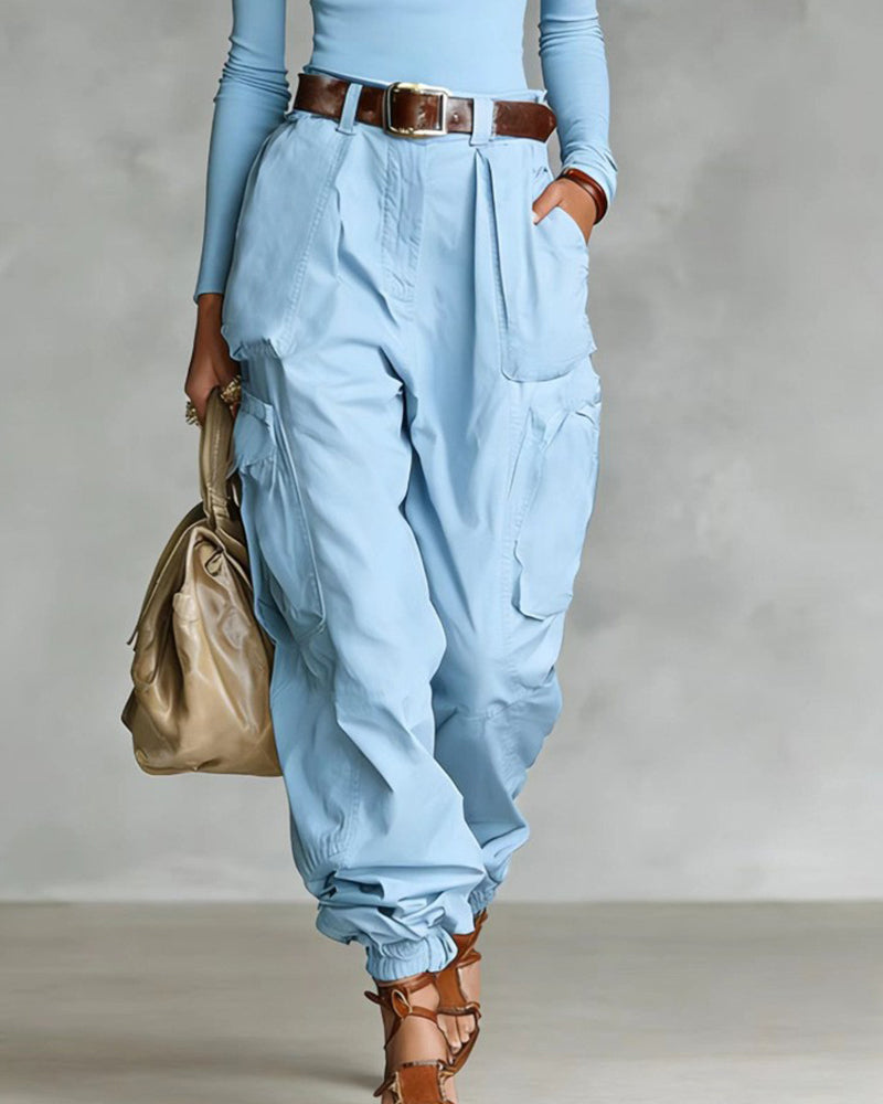 Casual cargojobroek met hoge taille