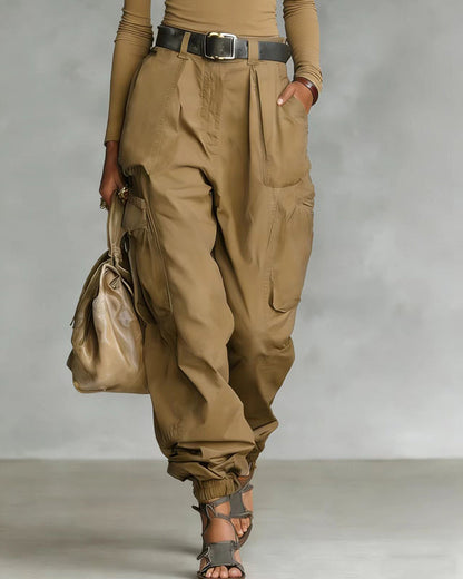 Casual cargojobroek met hoge taille