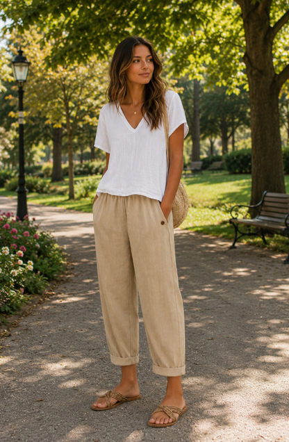 Rosa | Pantaloni Leggeri in Poliestere