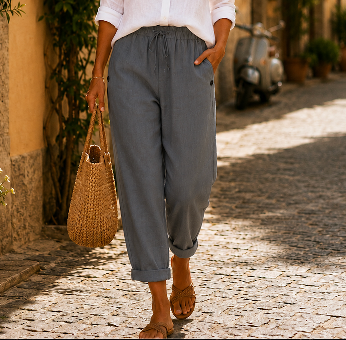 Rosa | Pantaloni Leggeri in Poliestere