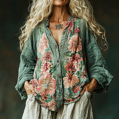 Nina - Vintage Bloemenprint Blouse