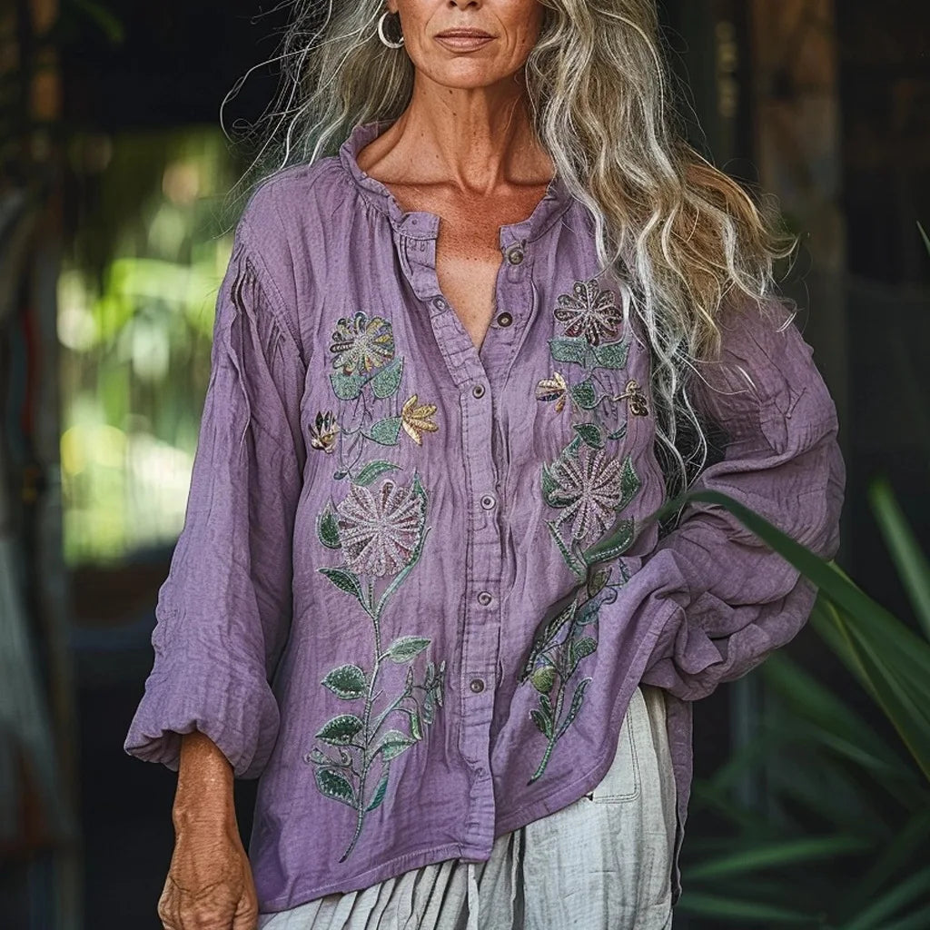 Nina - Vintage Bloemenprint Blouse