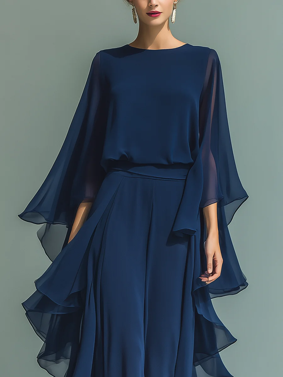 Aurora | Elegante Chiffon Set met Volants