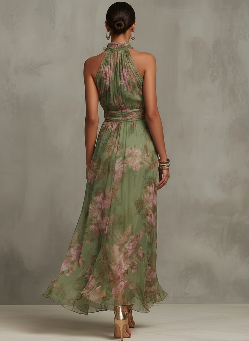 Freia — Abito Lungo Floreale  in Chiffon