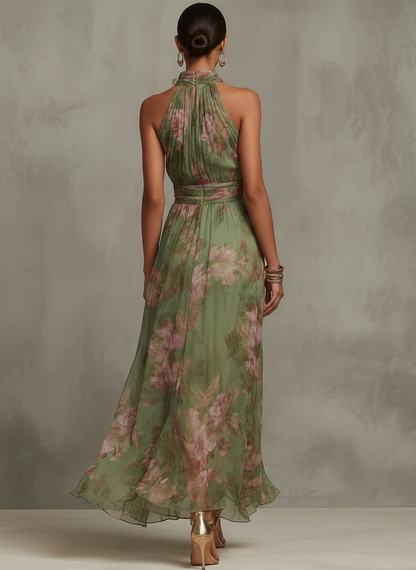 Freia — Abito Lungo Floreale  in Chiffon