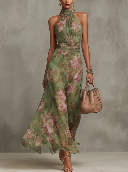 Freia — Abito Lungo Floreale  in Chiffon
