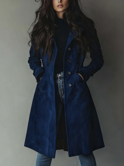 Teresa | Suède trenchcoat in vintagestijl