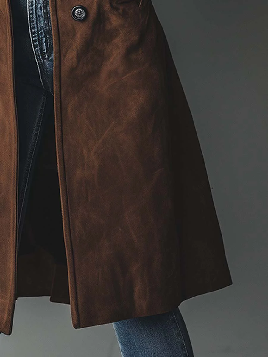 Teresa | Suède trenchcoat in vintagestijl