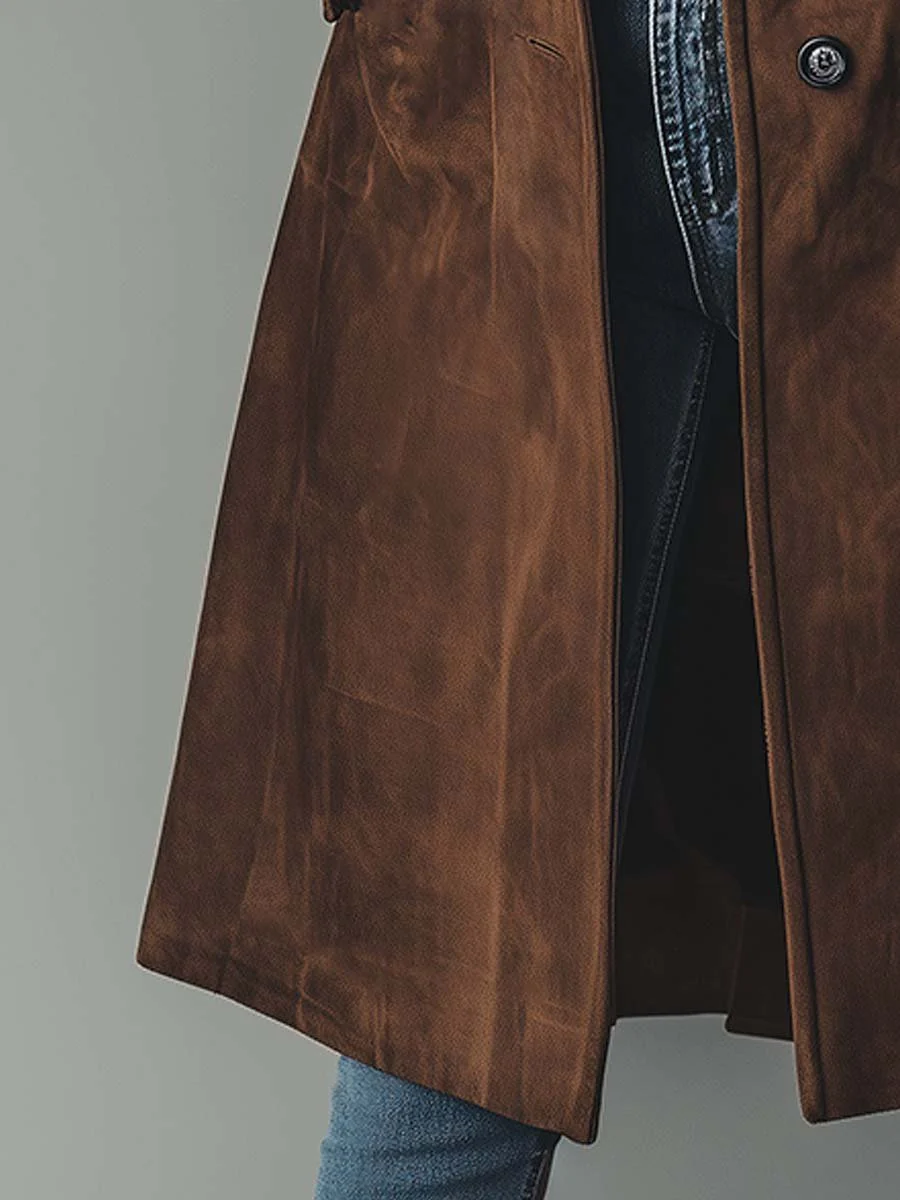 Teresa | Suède trenchcoat in vintagestijl