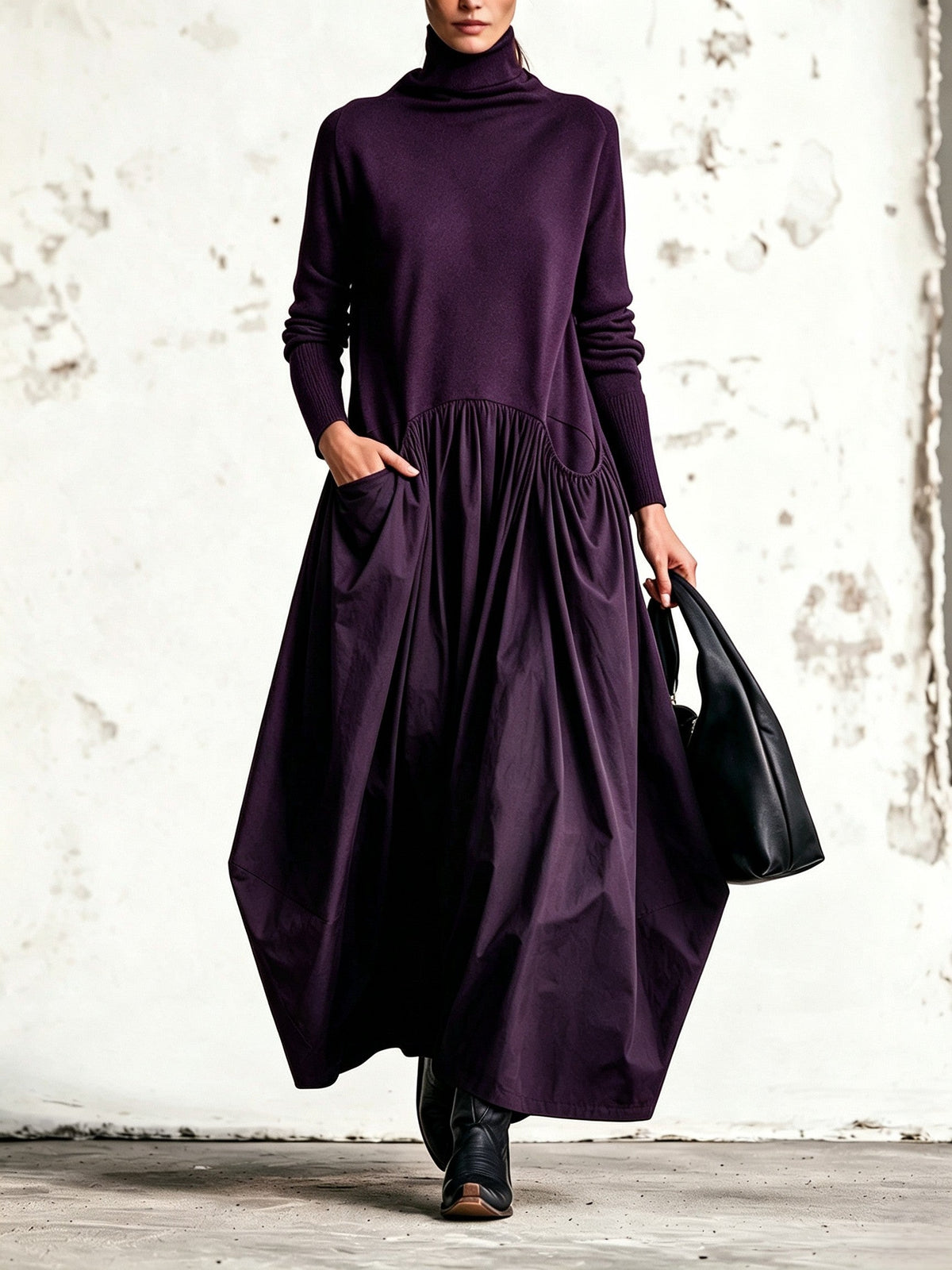 Celine |  lange jurk met col