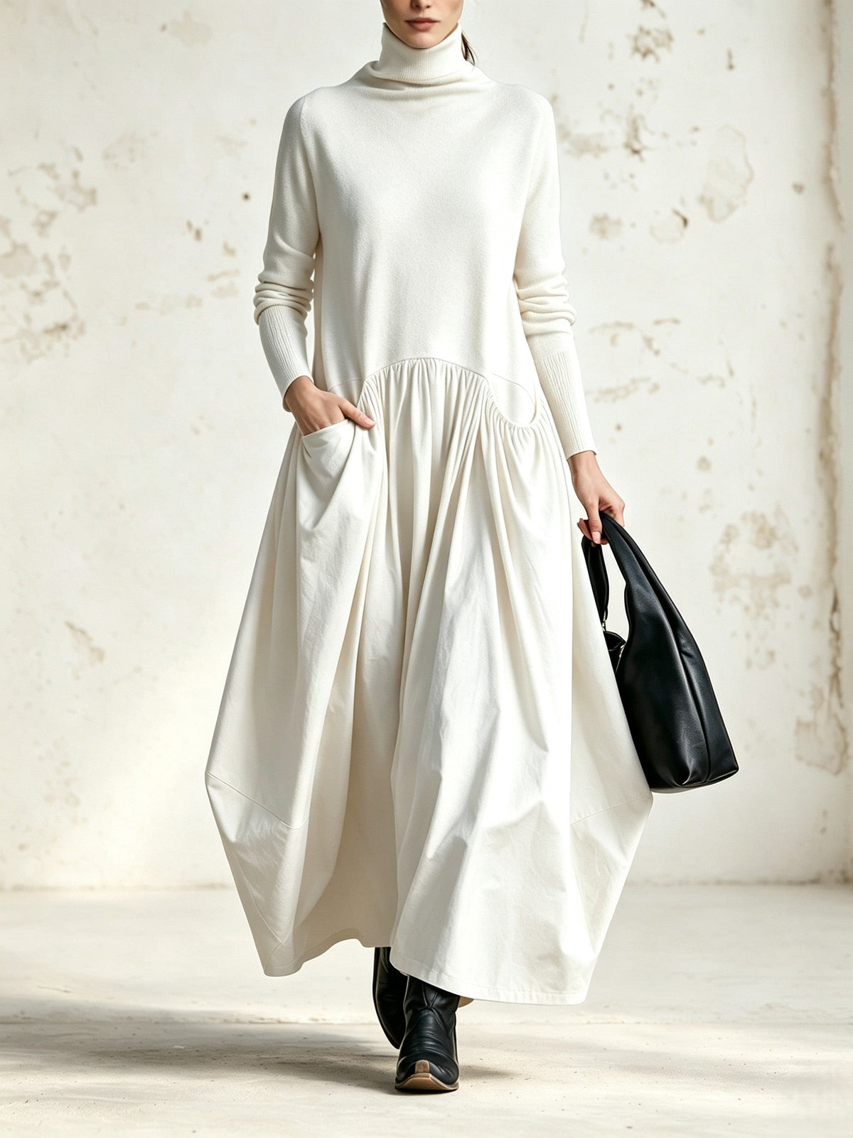 Celine |  lange jurk met col