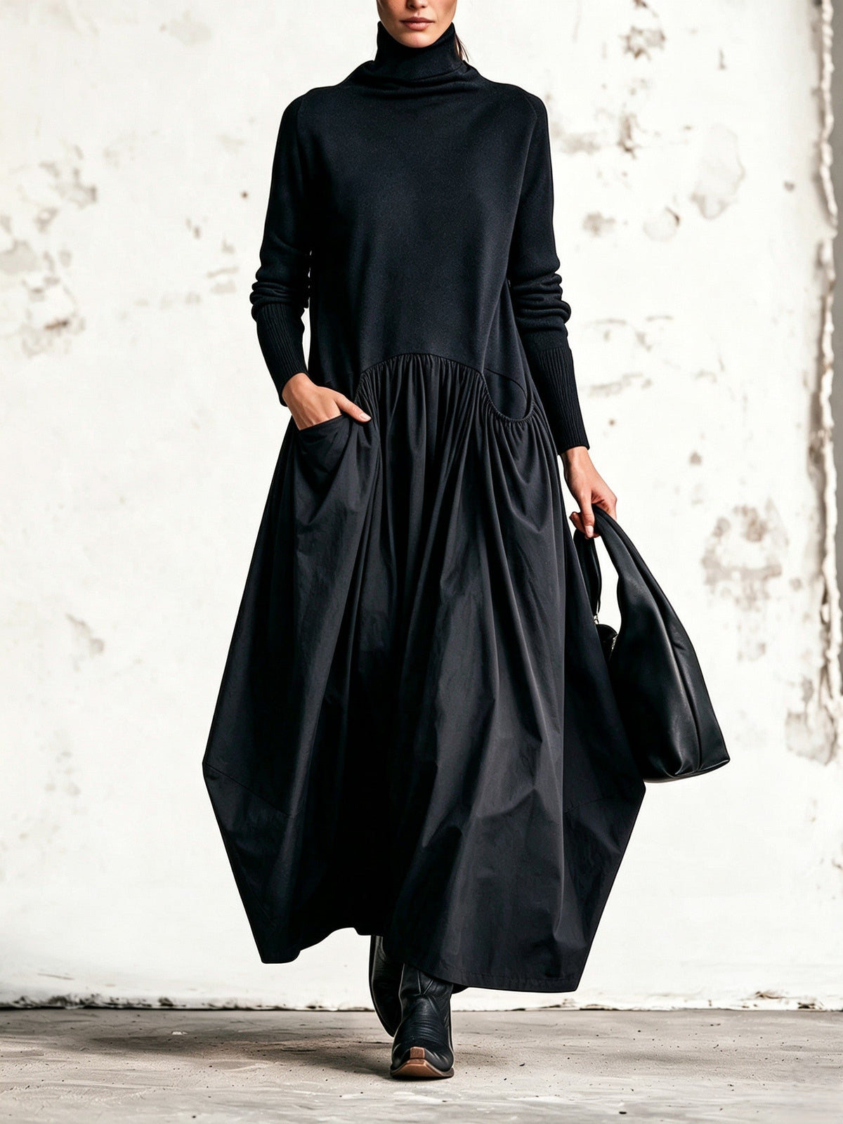 Celine |  lange jurk met col