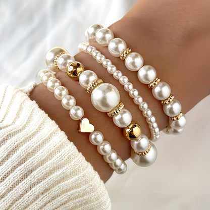 Set van 4 stapelbare armbanden met parels