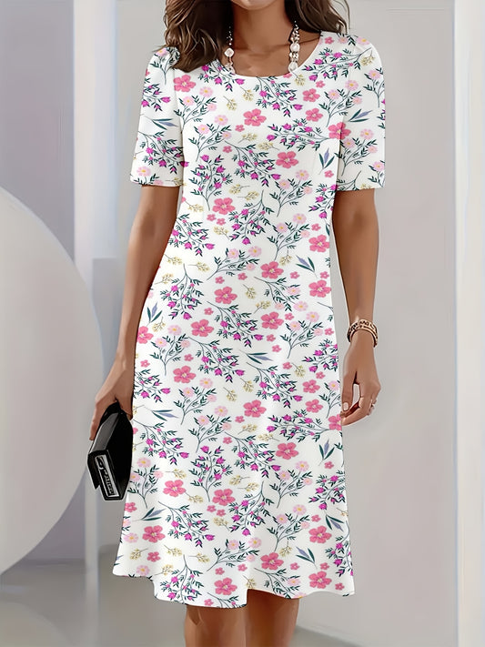 Jurk met wilde bloemen en groene takken