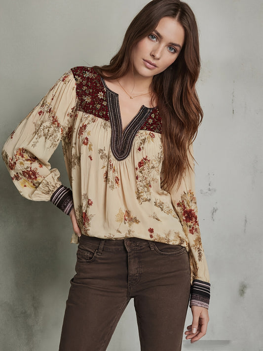 Josefine | Vintage Blouse met V-hals