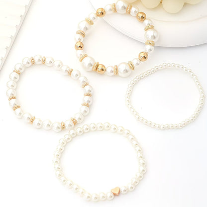 Set van 4 stapelbare armbanden met parels