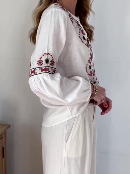 Celine | Vintage Blouse met V-hals